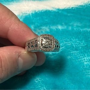 Vintage 1/3 TW Diamond Platinaire Victorian Style Cubic Ring - Size 6